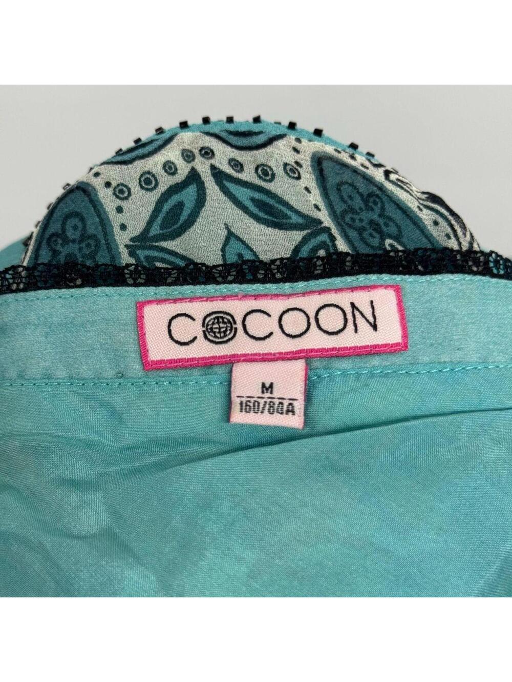 Vintage Y2K Blue Cocoon Beaded Mulberry Silk Handkerchief Fairy Dress - Picture 7 of 8